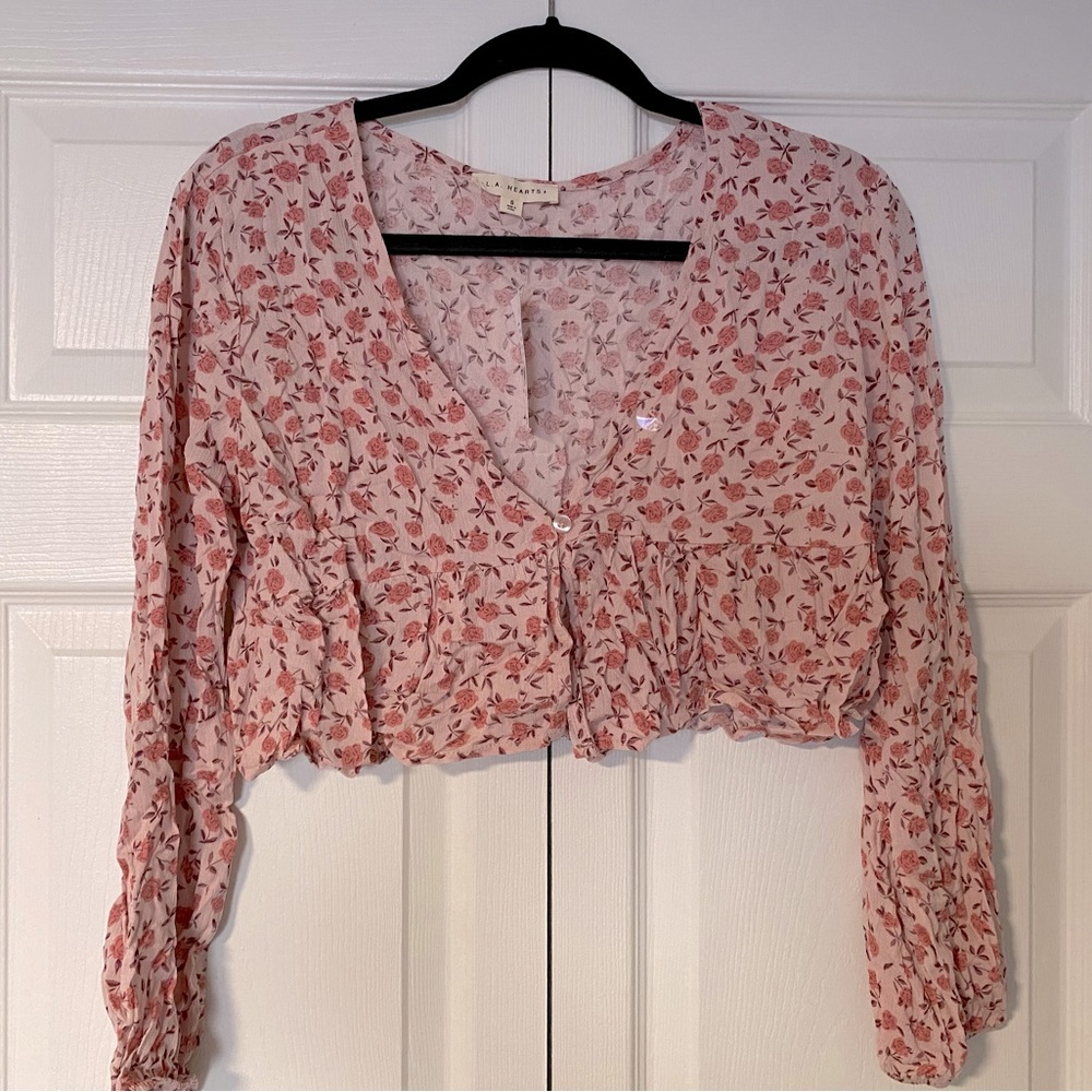 Flowy Button-Front Crop Top